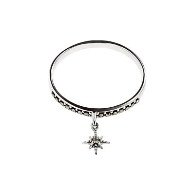 Sterling Silver Marcasite & Cubic Zirconia North Star Ring