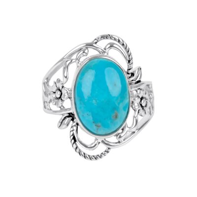 Sterling Silver Turquoise Flower Ring