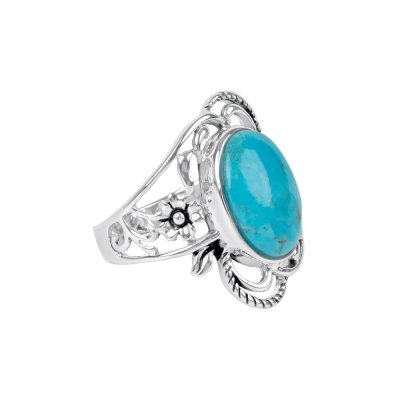 Sterling Silver Turquoise Flower Ring
