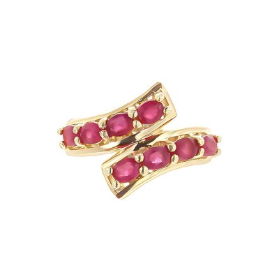 Sterling Silver Ruby Bypass Ring Over 18K Yellow Gold Plated