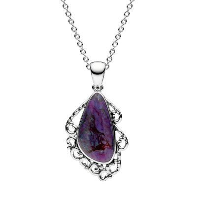 Sterling Silver Purple Turquoise Pendant With Chain 18 Inches