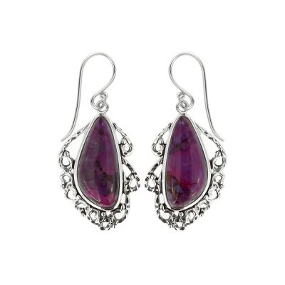 Sterling Silver Purple Turquoise Earrings