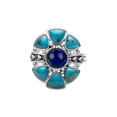 Sterling Silver Lapis Lazuli and Turquoise Ring