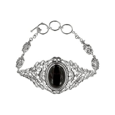 Sterling Silver Black Onyx Bracelet 7.25 Inches
