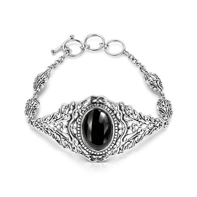 Sterling Silver Black Onyx Bracelet 7.25 Inches