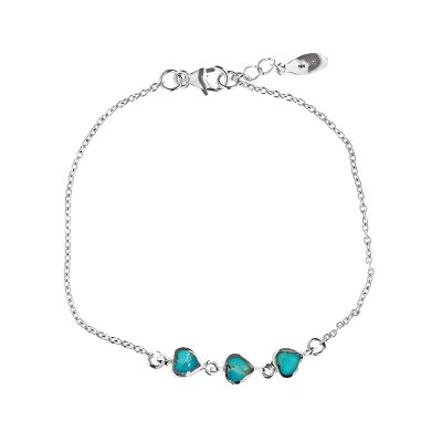 Sterling Silver Turquoise Heart Bracelet 7.25 Inches