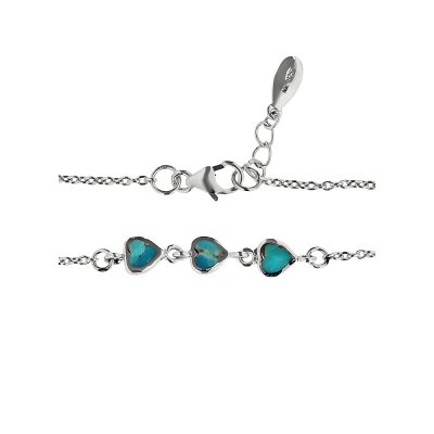 Sterling Silver Turquoise Heart Bracelet 7.25 Inches