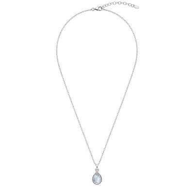Sterling Silver Rainbow Moonstone Pear Pendant With Chain
