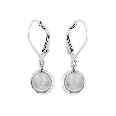 Sterling Silver Rainbow Moonstone Earrings RD 7 mm