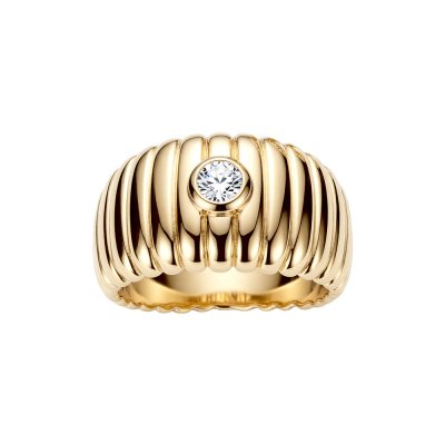 Sterling Silver White Cubic Zirconia Ring Over 18K Yellow Gold Plated