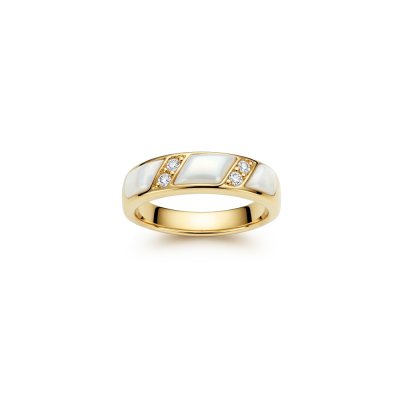 Mother of Pearl & White Zircon 18K Yellow Gold Over Sterling Silver Ring