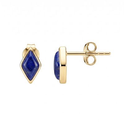 Lapis Lazuli 18K Yellow Gold Over Sterling Silver Stud Earrings