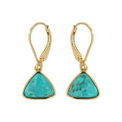 Sterling Silver Turquoise Earrings Over 18K Yellow Gold Plated