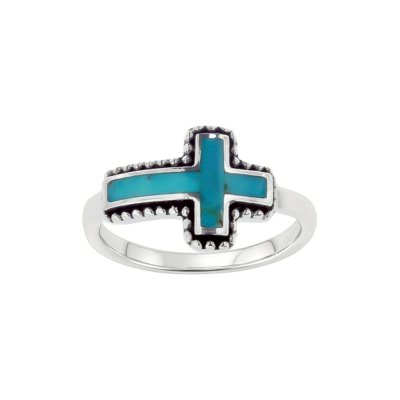 Sterling Silver Turquoise Cross Ring