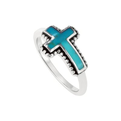 Sterling Silver Turquoise Cross Ring