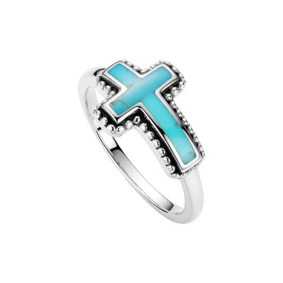 Sterling Silver Turquoise Cross Ring