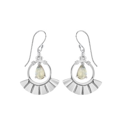 Sterling Silver Rainbow Moonstone Earrings