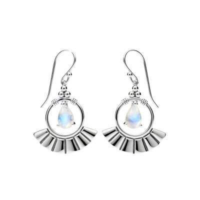 Sterling Silver Rainbow Moonstone Earrings