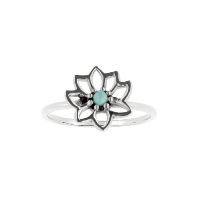 Sterling Silver Larimar Lotus Ring