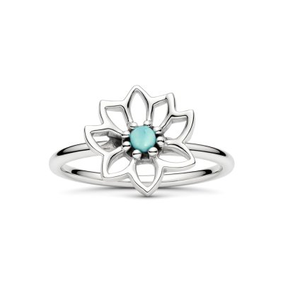 Sterling Silver Larimar Lotus Ring