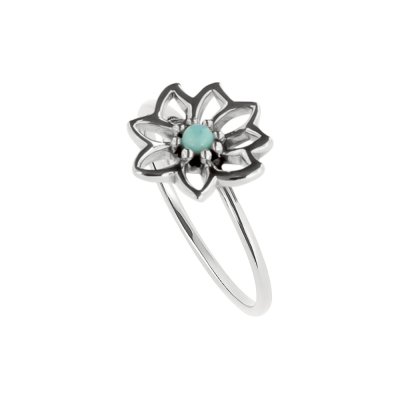 Sterling Silver Larimar Lotus Ring