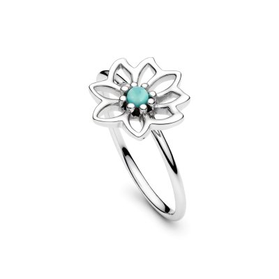 Sterling Silver Larimar Lotus Ring