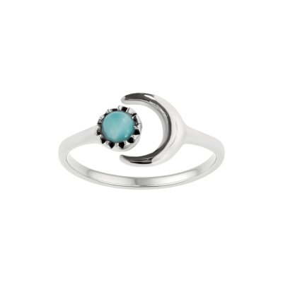 Sterling Silver Larimar Crescent Moon Ring