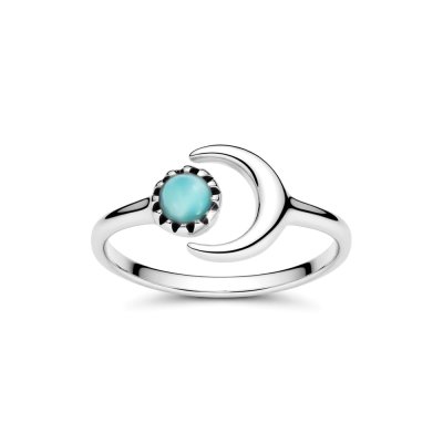 Sterling Silver Larimar Crescent Moon Ring