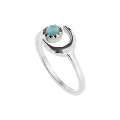 Sterling Silver Larimar Crescent Moon Ring