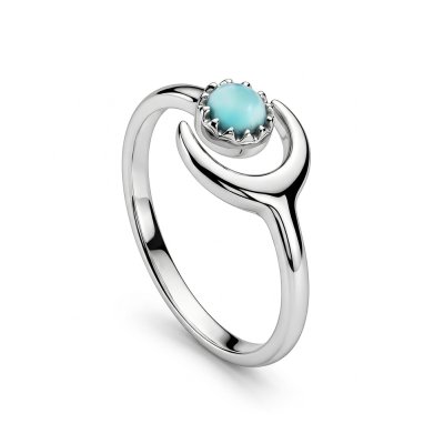 Sterling Silver Larimar Crescent Moon Ring