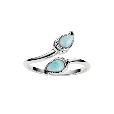Sterling Silver Larimar bypass Ring