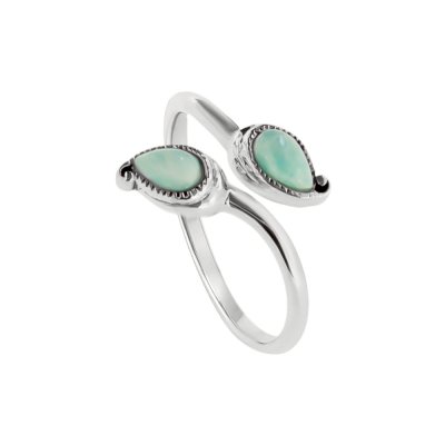 Sterling Silver Larimar bypass Ring