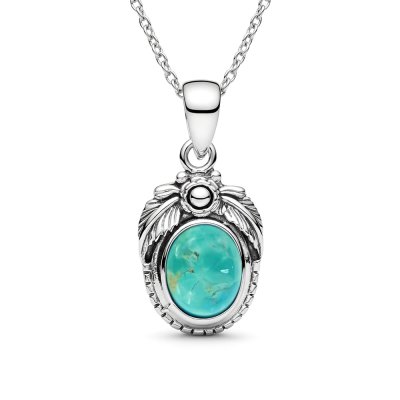 Sterling Silver Turquoise Leaf Pendant With Chain 18 Inches