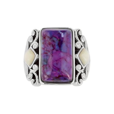 Sterling Silver Purple Turquoise & Mother Of Pearl Ring