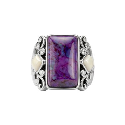 Sterling Silver Purple Turquoise & Mother Of Pearl Ring