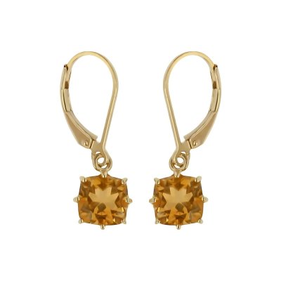 Sterling Silver Whisky Quartz Earrings Over 18K Yellow Gold Plated