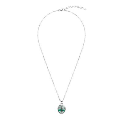 Sterling Silver Malachite Pendant With Chain 18 Inches
