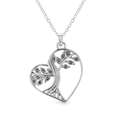 Sterling Silver Marcasite Heart Pendant With Chain 18 Inches