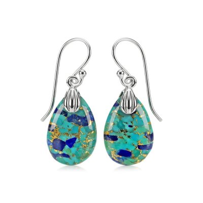 Sterling Silver Blended Turquoise & Lapis Earrings