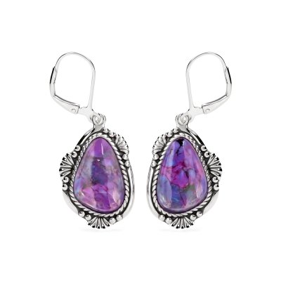 Sterling Silver Purple Turquoise Earrings