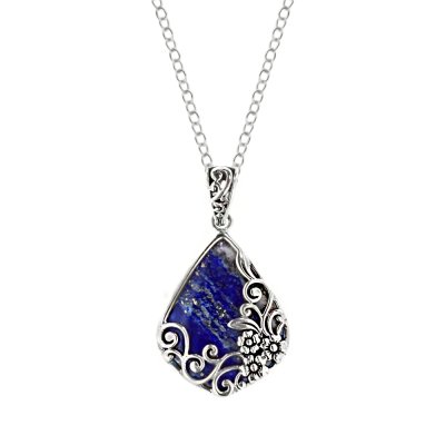 Sterling Silver Lapis Lazuli Pendant With Chain 18 Inches