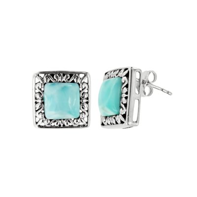 Sterling Silver Larimar Filigree Earrings