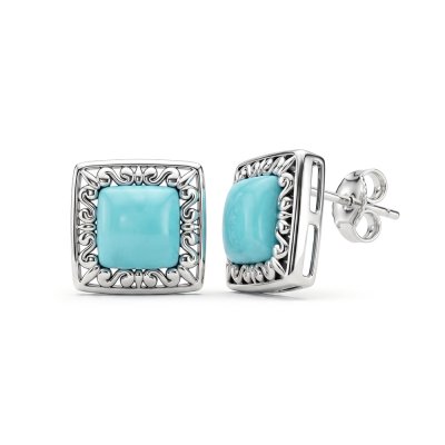 Sterling Silver Larimar Filigree Earrings