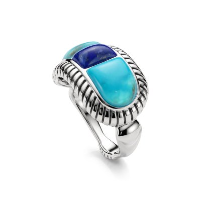 Sterling Silver Lapis Lazuli With Turquoise Ring