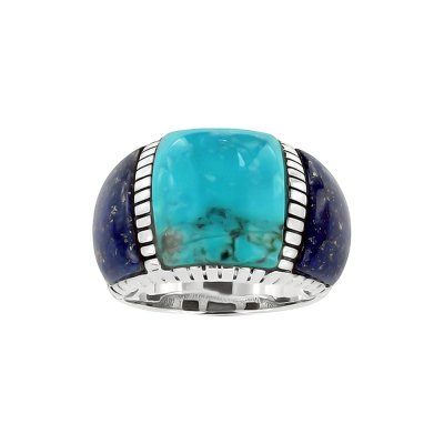 Sterling Silver Turquoise With Lapis Lazuli Ring
