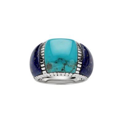 Sterling Silver Turquoise With Lapis Lazuli Ring
