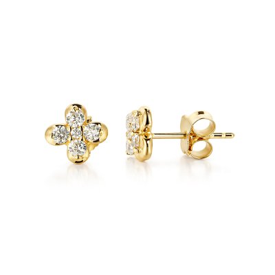 Sterling Silver White Cublic Zirconia Love In Verona Earrings Over 18K Yellow Gold Plated