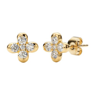 Sterling Silver White Cublic Zirconia Love In Verona Earrings Over 18K Yellow Gold Plated
