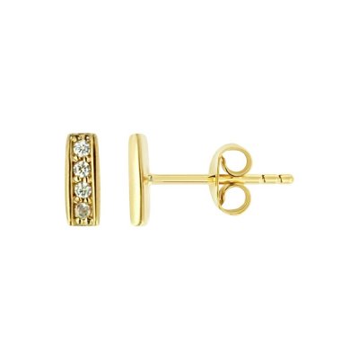 Sterling Silver White Cublic Zirconia Earrings Over 18K Yellow Gold Plated