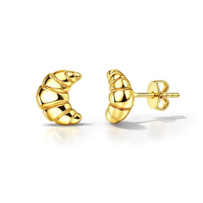 Sterling SilverCroissant Earrings Over 18K Yellow Gold Plated